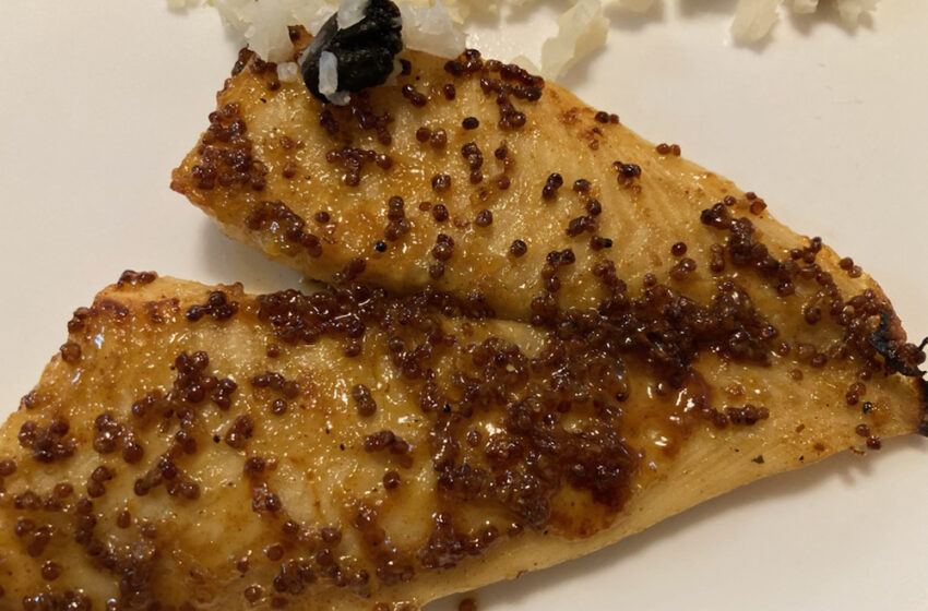  Air Fryer Flounder with Mustard and Honey Glaze