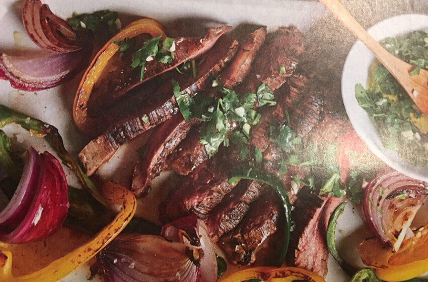  Seared Steak and Peppers with Cilantro Chimichurri