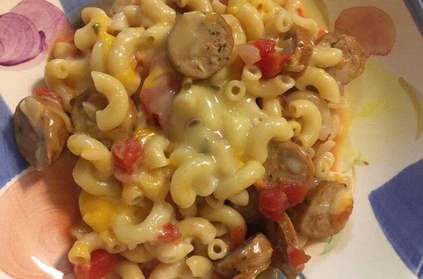  Smoked Andouille Chicken Sausage and Pasta in Skillet